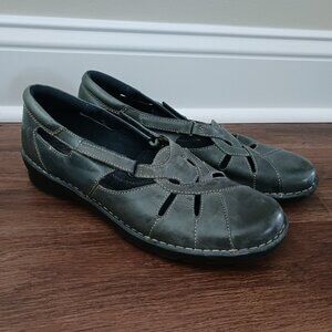 Clarks Bendables Sandals Womens 10M Nikki Regatta‎ Mary Janes Gray Leather